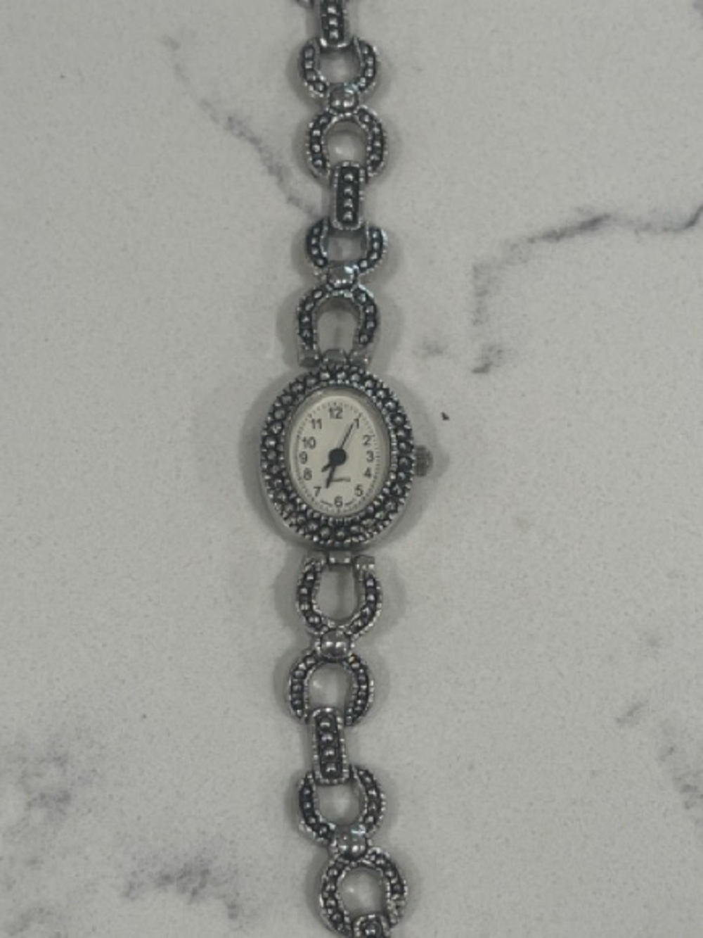 LA Express Silver-Tone Round Link Bracelet Watch